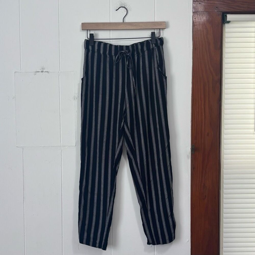 American Eagle Black Vertical Striped Boho Loose Pants size small